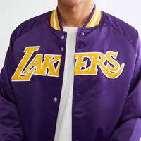 Vente en gros Veste universitaire imprimée de haute qualité Collège Satin Hommes 90S Marque privée Impression bouffante Hiver High Street Casual