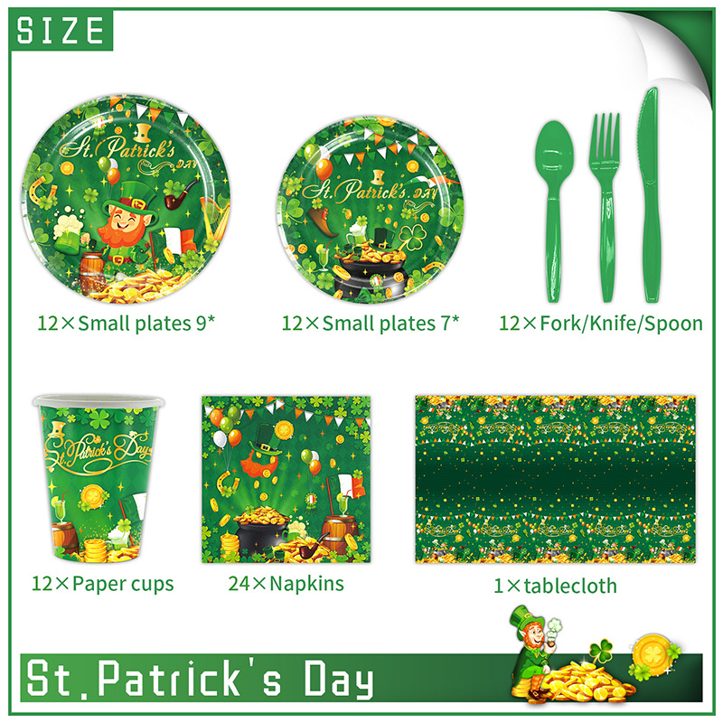 Ensemble de couverts pour 12 personnes pour la Saint-Patrick