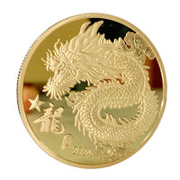 Vente en gros effet miroir dragon du zodiaque chinois or chrome pièce souvenir