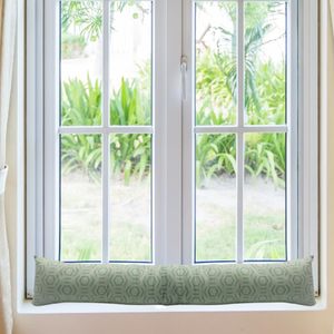 Tappo per porta in tessuto poliestere da 80cm in verde Beige grigio-isolamento termico - Product Image 3