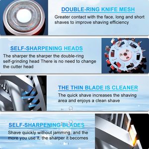 Rasoir électrique portable 2-en-1 pour hommes, rechargeable par USB, sans fil, étanche, rasoir rotatif IPX7 lavable - Product Image 6