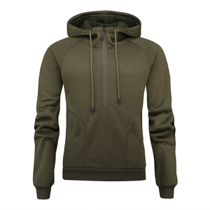 Chaqueta con cremallera de un cuarto de algodón 100% de peso pesado personalizada para hombre, Sudadera con capucha y cremallera con logotipo de marca e impresión digital de todas las tallas de invierno - Product Image 1