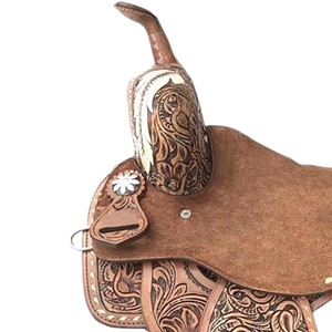 Asiento de Madera Premium para Carreras de Caballos Estilo Western, Tallado a Mano y con Cuero, Disponible en Talla 16 Pulgadas - Product Image 2