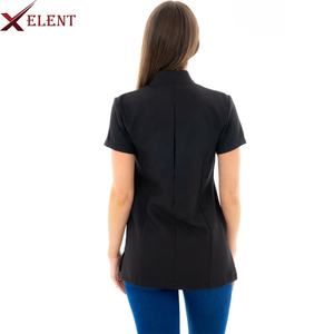 Camisa de túnica de salón de belleza para mujer Top de túnica de uniforme de peluquería elegante para mujer con bolsillos y cremallera - Product Image 6