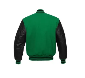แจ็คเก็ตบอมเบอร์หนัง PU แบบ Letterman สำหรับผู้ชาย คุณภาพสูง บุด้วยขนสัตว์และขนเป็ด พร้อมงานปัก สำหรับใช้งานกลางแจ้งในฤดูหนาว - Product Image 2