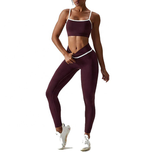 Logo personnalisé Ensemble de deux pièces de yoga pour femmes à prix réduit Vêtements de sport de qualité supérieure Ensemble soutien-gorge et legging d'entraînement - Product Image 1