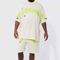 Ensemble T-shirt 100% coton personnalisé pour hommes grands et grands surdimensionnés ensemble court respirant deux pièces 6x-10x bouffée impression High Street thermique