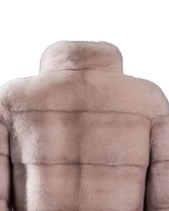 แจ็กเก็ตขนเทียมสีชมพูอ่อนสำหรับผู้หญิงเสื้อโค้ทแฟชั่นฤดูหนาวอบอุ่นมีคอปกตั้ง - Product Image 6