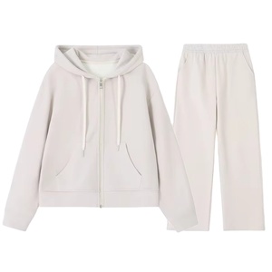 Ensemble de survêtement décontracté pour femmes hiver polaire à capuche Sport Suit Fitness Sports Clothes Outfit Workout Loose Wide Leg Trousers - Product Image 1