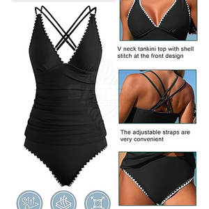 <b>Swim</b> Top and <b>Short</b> Sets Soft <b>Stretch</b> Fabric Quick Dry Eco-Friendly Front Logo Comfortable Fit for Summer Beach Women - Product Image 3