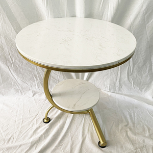 Modern Luxury Two-Tiered Side <b>Table</b> White <b>Marble</b> Top and Bronze Frame Durable Living Room Furniture <b>Set</b>-TT68124 - Product Image 2