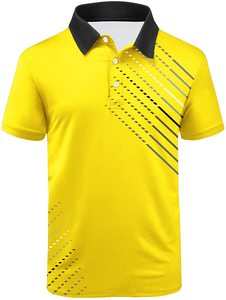 เสื้อยืดกอล์ฟสำหรับโปโลสำหรับผู้ชายพิมพ์ลายซับลิเมตผ้าโพลีเอสเตอร์ผ้าเจอร์ดีไซน์เรียบ - Product Image 4