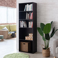 Bibliothèque verticale moderne multi-niveaux en panneaux de particules/MDF avec finition stratifiée pour appartement, maison, bureau, salon
