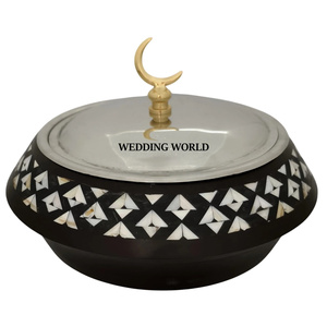 Réchaud à nourriture en métal de forme ronde, finition noire mate, pour hôtel et restaurant, vaisselle - Product Image 3