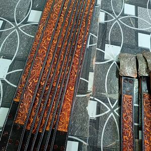 Cinturón de Cuero Vacuno 100% Genuino, Estilo Vaquero Occidental, Totalmente Tallado, Hebilla de Aleación, Personalizable con Logotipo, Fabricante Mayorista - Product Image 4