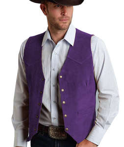 Wholesale Manufacturers Custom Logo Cowboy <b>Vest</b> Slim <b>Suede</b> <b>Vest</b> Casual <b>Men's</b> Leather <b>Vests</b> Waistcoats - Product Image 4