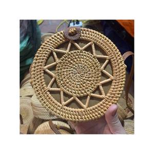 Fast Delivery Natural Rattan Straw Purses <b>Bags</b> Handwoven Vintage Ladies Women Handbags Leather Handle Vietnam - Product Image 1