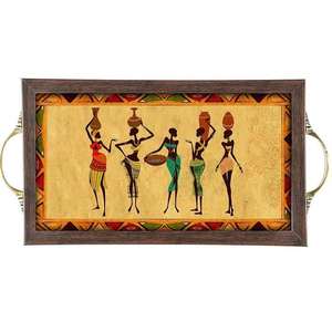 Bandeja de servicio de madera pintada a mano de alta calidad para comida, café, desayuno, para regalos y suministros para restaurantes - Product Image 5