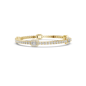 5.275 CT Lab Diamond Tennis Bracelet <b>Emerald</b> & Round Brilliant Cut 10KT, 14KT, 18KT Gold & 925 Silver Rose, Yellow, White - Product Image 6