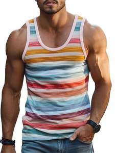 Men's Vintage Stripe 3D Printed Summer Tank Tops Quick Dry Breathable Summer Sports <b>Vest</b> Loose Casual Knitted Tees Clothes - Product Image 2