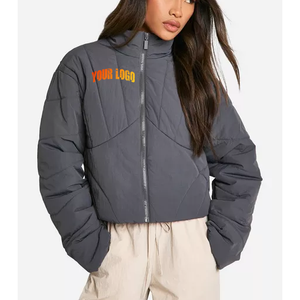 Ropa informal de alta calidad estilo Hip Hop poliéster relleno transpirable a prueba de viento Reversible Puffer chaqueta mujer Stand Collar Zip - Product Image 4