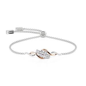 Pulsera de tenis Jeulia Amore elegante de dos tonos con tres piedras - Product Image 1