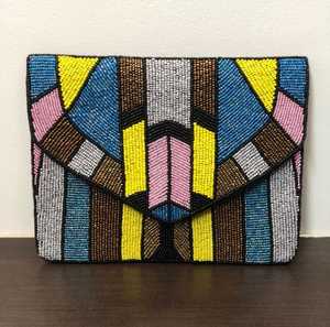 Bolso de Mano Tipo Clutch con Cuentas de Semillas de Lujo, Colorido con Múltiples Rayas, con Cuentas de Cristal Bordadas a Mano y Cadena Desmontable - Product Image 6