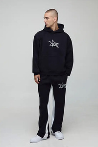 Sudadera con Capucha Extra Grande para Hombre, Modelo 2025, Estilo Cuadrado, Invierno, Estampada, Negra, Poliéster/Algodón, Transpirable, con Logotipo Personalizado Bordado en la Parte Delantera - Product Image 3