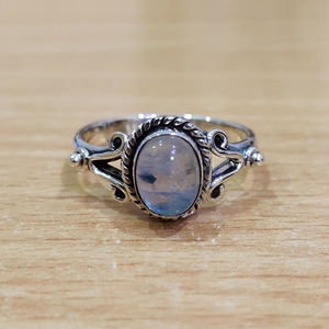 Fashionable <b>Gold</b> & Rhodium Plated 3.5 Grams Moonstone <b>Ring</b> Natural Gemstones <b>Set</b> in Bezel with Shell Gift Fashion <b>Rings</b> - Product Image 1