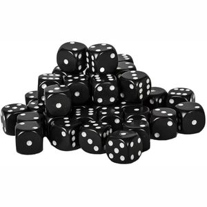 ชุดลูกเต๋าเรซิ่นสีดำแบบกำหนดเองได้ 100 ชิ้น ลูกเต๋า D6 แบบมุมเหลี่ยม/มุมโค้ง สำหรับของขวัญส่งเสริมการขาย งานปาร์ตี้ และการขายปลีก - Product Image 1