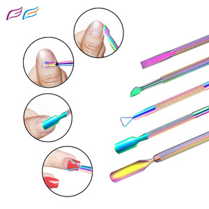 Bahasa Pro Pousse-cuticules d'ongles avec logo personnalisé en acier inoxydable à double tête dissolvant pour ongles peau morte - Product Image 2