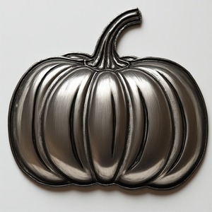 Décor de citrouille en aluminium poli à la main, sculpté avec des détails, offrant une lueur festive et une touche artisanale pour Halloween - Product Image 1