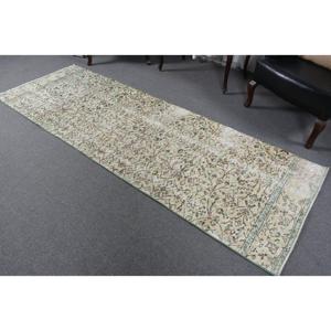 Tapis turc vintage, tapis de 3,1 x 9,2 pieds, tapis en laine vert patchwork - Product Image 2