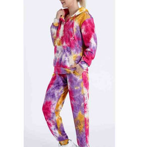 Chándal de tinte de corbata para mujer de alta calidad, material suave antiarrugas transpirable, peso ligero y cómodo para el invierno, estilo OEM - Product Image 3