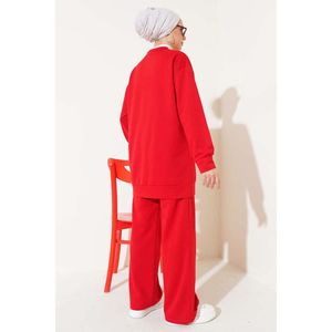 Conjunto básico de 2 piezas para mujer con bolsillo delantero Color rojo - Product Image 3