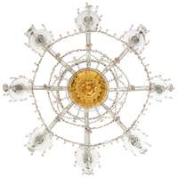 Lustre décoratif en verre de Murano italien et bois doré, 8 lumières, style bougie avec coupelles, éclairage français pour mariage, villa, maison