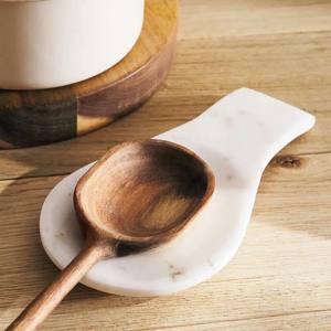 Round White Marble Indented Spoon Rest Metal <b>Kitchen</b> Holder for Spatulas Spoons <b>Tongs</b> More - Product Image 5