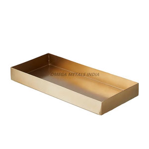 Sleek Rectangular <b>Gold</b> <b>Serving</b> <b>Tray</b> with Smooth Finish Ideal for Organizing and Elevating Your Home Decor - Product Image 1