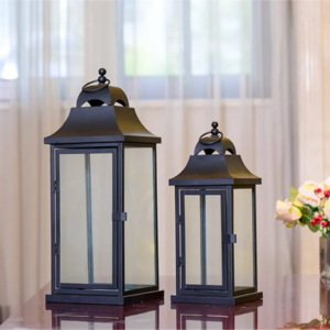 Classic Style <b>Black</b> Metal Indoor/Outdoor Candle <b>Holders</b> Lanterns for Weddings Christmas Home Events Parties Decorations - Product Image 1