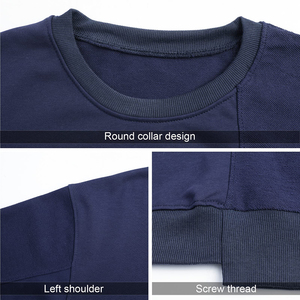 Sudadera térmica de cuello redondo de gran tamaño para hombre, Jersey bordado de algodón liso, sudaderas con capucha con estampado de logotipo personalizado - Product Image 5