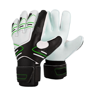 Gants de gardien de but blancs et noirs à coupe négative, best-sellers, avec un design d'accentuation en arc vert et un enveloppement sécurisé du poignet pour les joueurs de football - Product Image 1