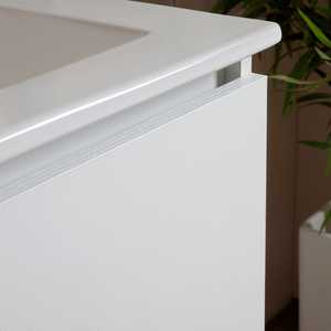 Mobile Bagno Sospeso in Legno Bianco da 60cm con Specchio, Set Belize - Product Image 2