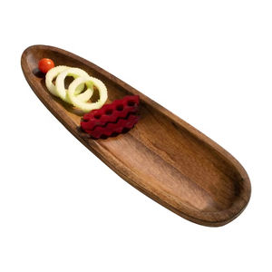 Ensemble de deux plateau en bois fait à la main poignée en cuir forme ronde dernière arrivée Design moderne plat et plateau de service alimentaire - Product Image 5