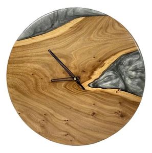 Horloge murale fabriquée à la main pour le bureau à domicile et les hôtels à bas prix Horloge murale exclusive en bois de rivière en résine époxy verte fabriquée à la main - Product Image 1