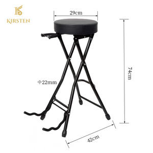 Chaise de guitare pliable, portable, multifonctionnelle, cadre en acier robuste, siège en caoutchouc souple, tabouret de musique, support de guitare - Product Image 6