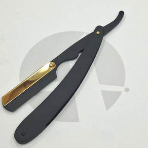 Navaja de Afeitar Plegable de Acero Inoxidable, Hoja Dorada de Grado Médico, para Barbería y Salón - Product Image 1