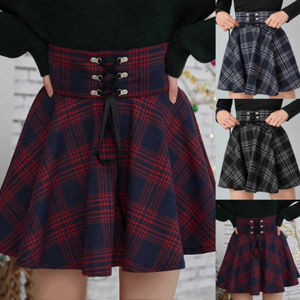 Scotland Plaid Bandage High Waist Wool <b>Tartan</b> Skirt Women Skirt Custom Ladies School Uniform Mini Skirts - Product Image 2