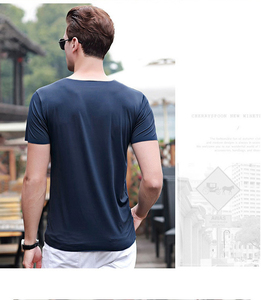 Camisetas con cuello en V para hombre al por mayor de fábrica, camiseta en blanco lisa de punto de algodón 100%, Impresión de logotipo personalizado, alta calidad, suave y cómoda - Product Image 5