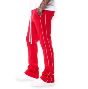 Pantalones de chándal Fabricante Personalizado Hombres 100% Algodón Pantalones apilados Royal Blue Hem Cut Edge Pierna ancha Lavado ácido Flare Pantalones de chándal - Product Image 2