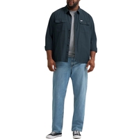 Jean en denim 100 % coton délavé coupe droite taille mi-haute pour homme, grandes tailles, avec patchs, écologique, style vintage, confortable pour le quotidien